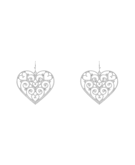 Heart Filigree Earring - 1.75"