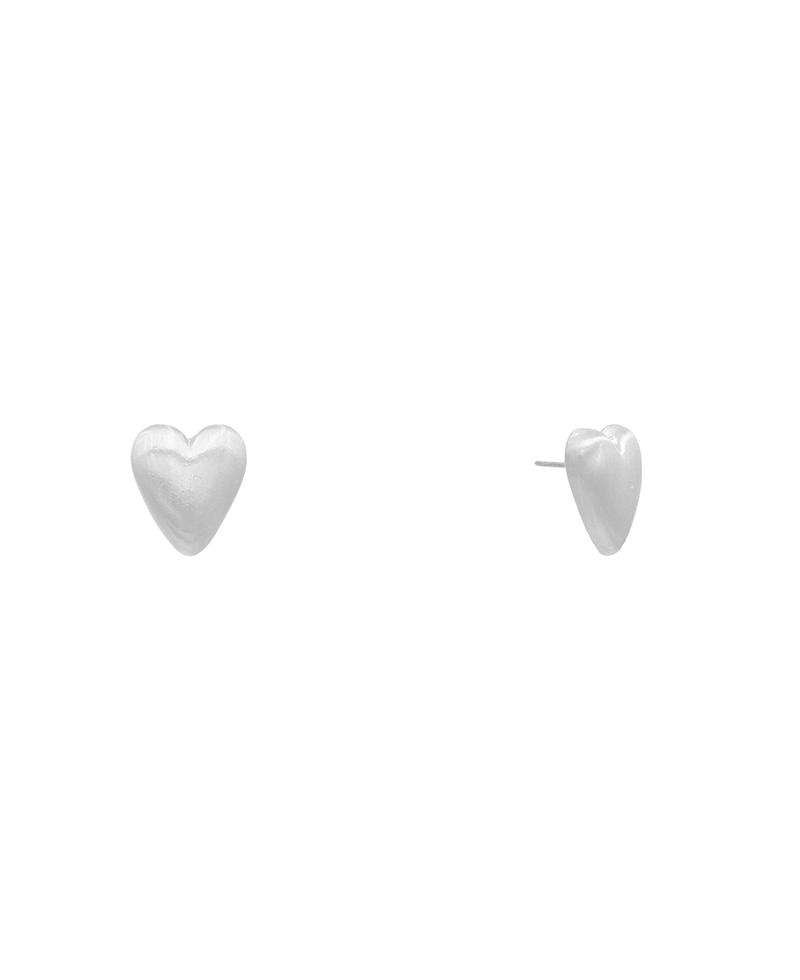 Satin Heart Stud Earring - 0.7"