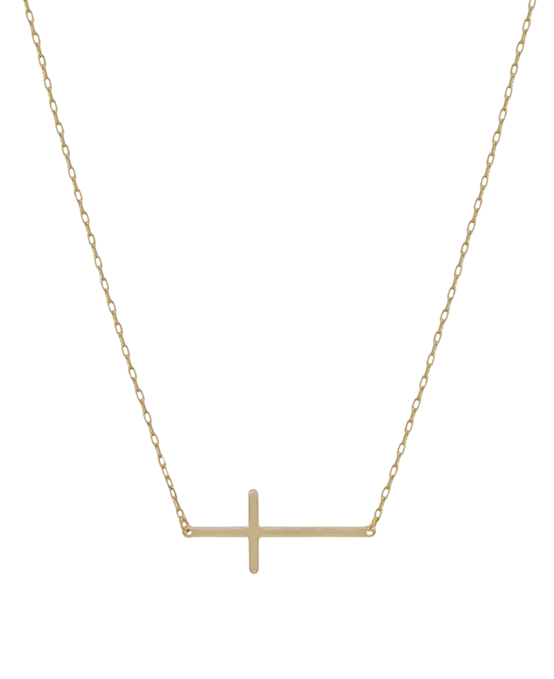 Metal Cross Short Necklace - 16"