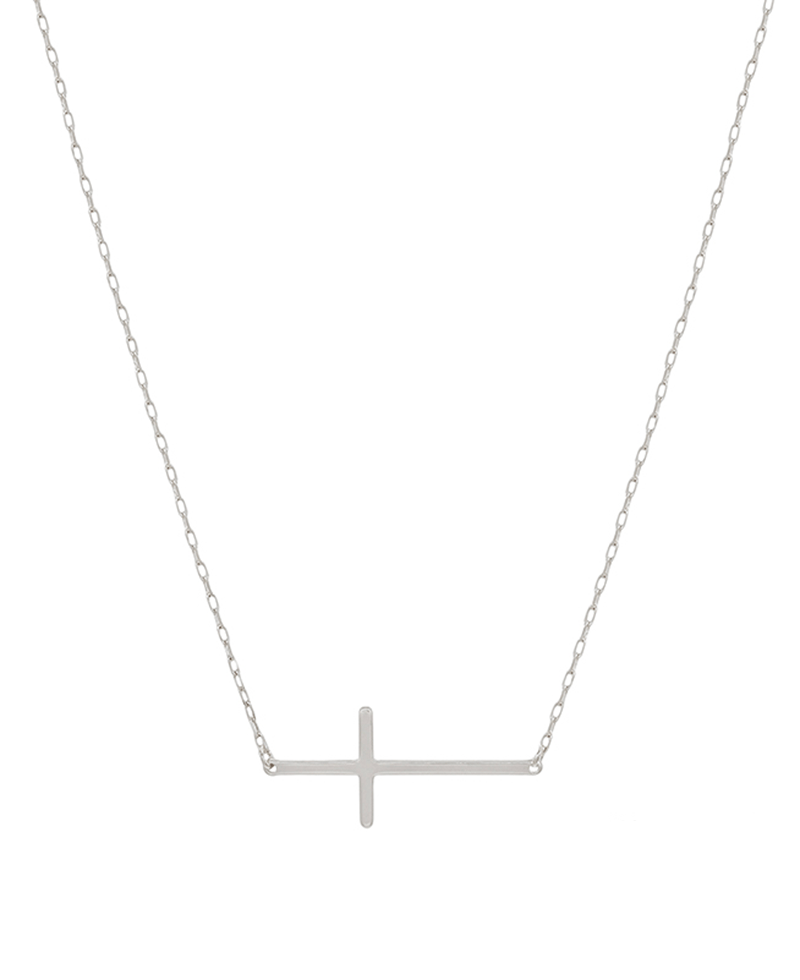 Metal Cross Short Necklace - 16"