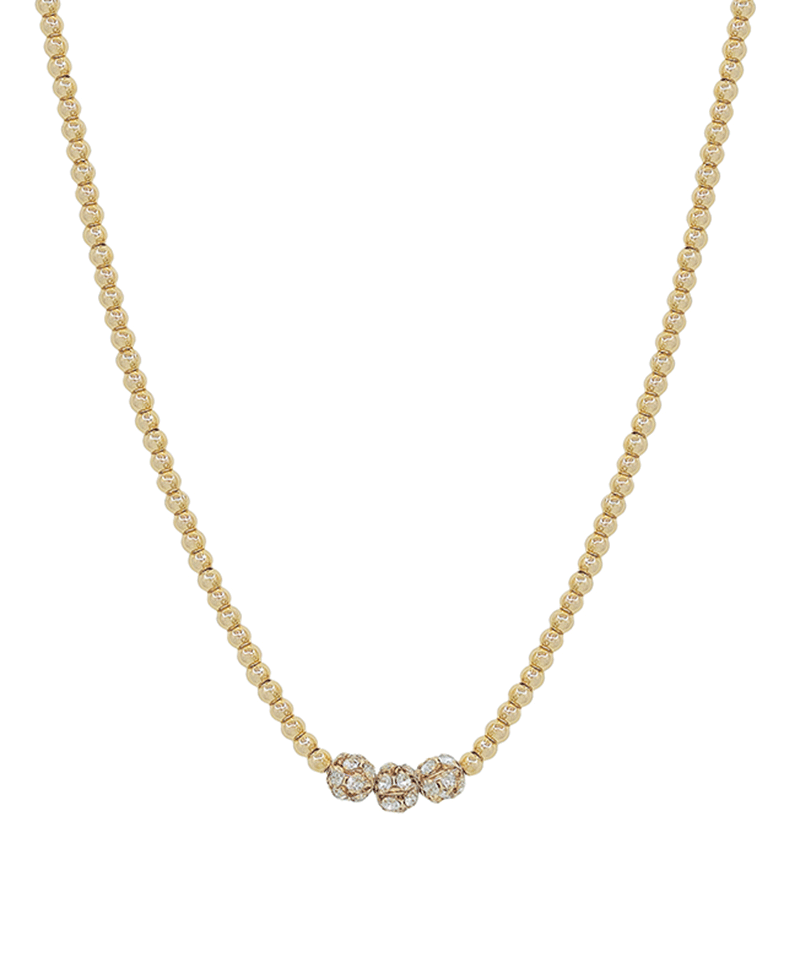 CCB Body 3 Pave Ball Accent Short Necklace - 16"