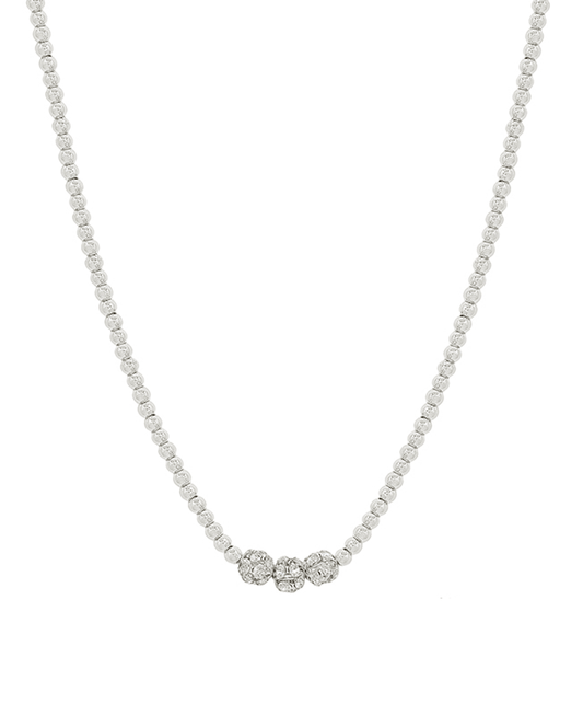 CCB Body 3 Pave Ball Accent Short Necklace - 16"