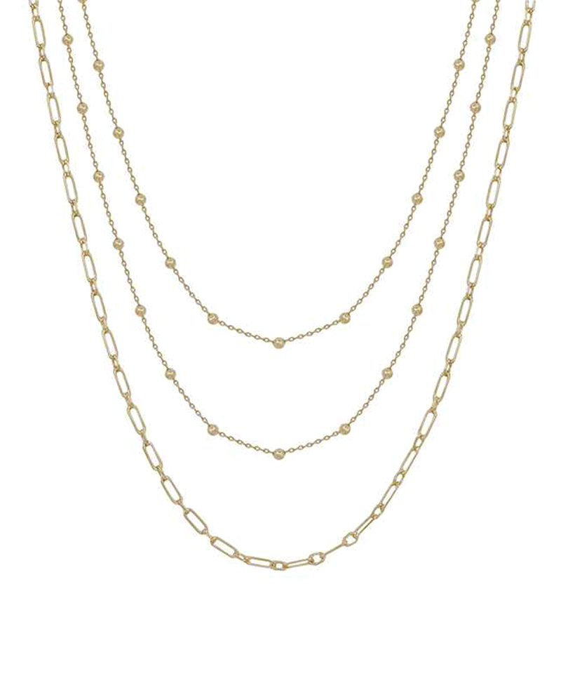 Dot Chain 3 Layered Short Necklace