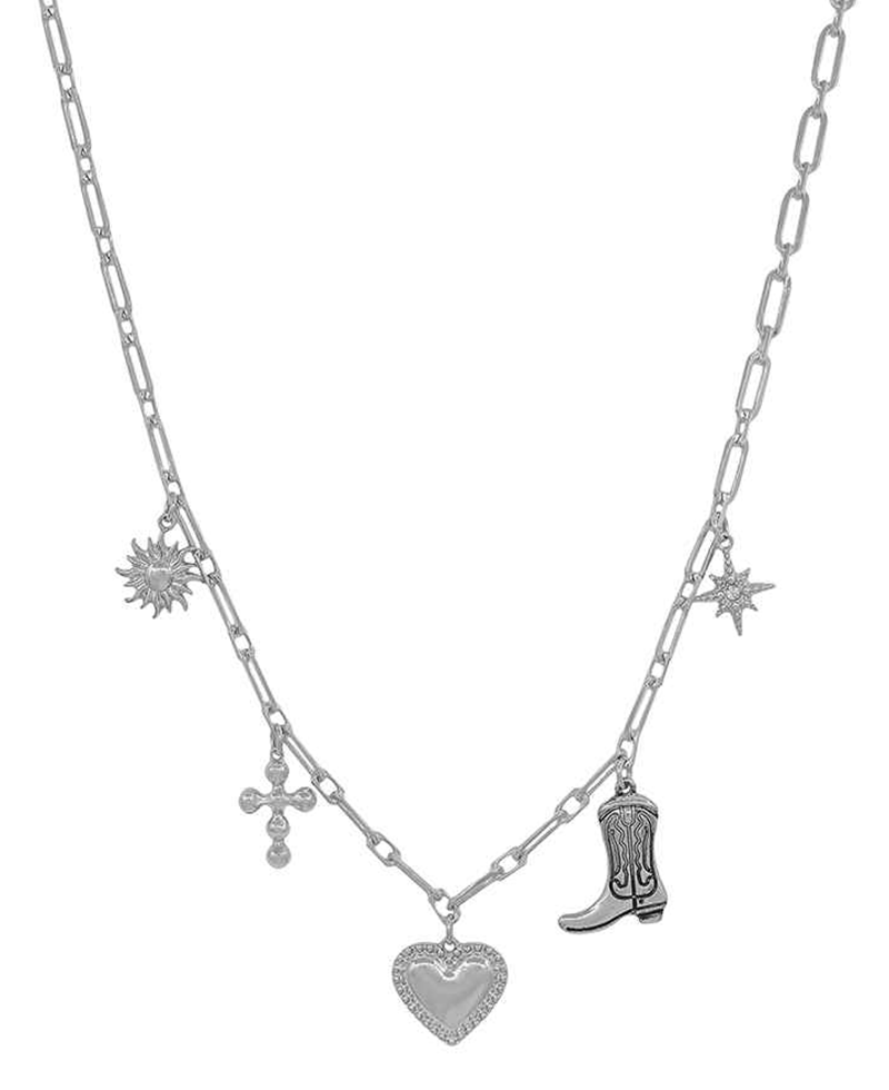 Heart w/ Charms Chain Necklace