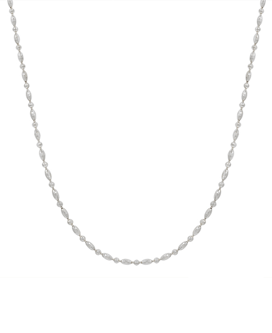 Texture Oval & Round Chain Short Necklace