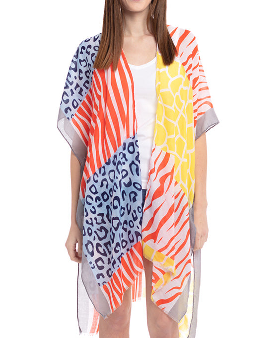 Multi Color Animal Print Kimono