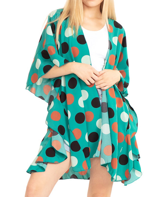 Polka Dot Ruffle Kimono