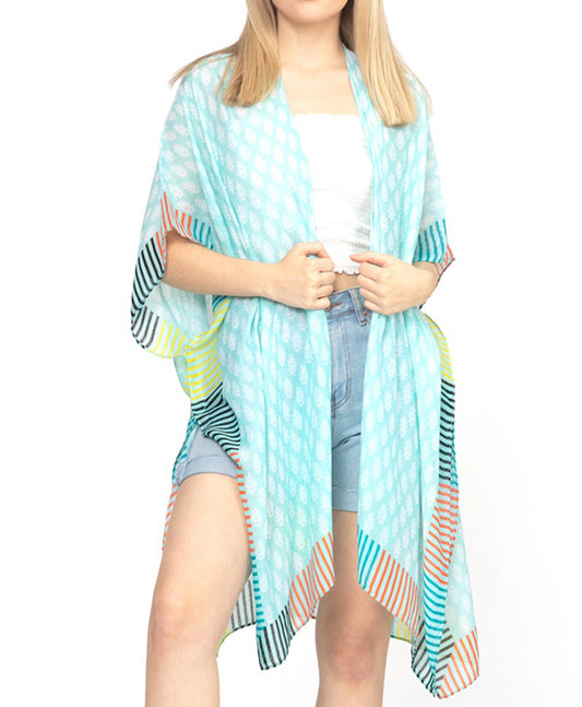 Bohemian Style Ombre Leaves Kimono