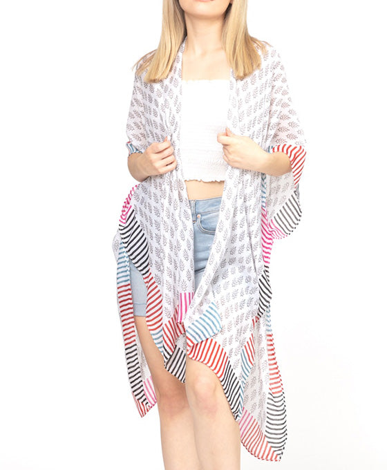 Bohemian Style Ombre Leaves Kimono