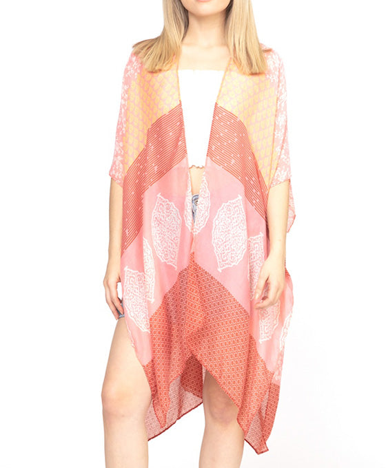 Multi Pattern Bohemian Print Kimono