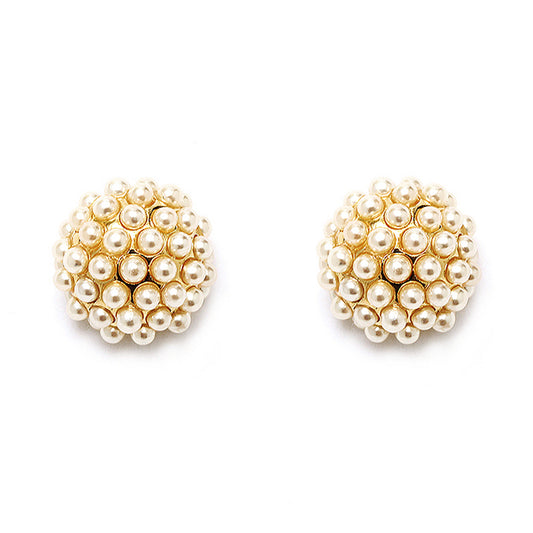 Noblesse Pearl Pave Half Ball Earring