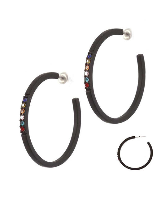 Metal Rhinestone Color Coating Hoop Earring