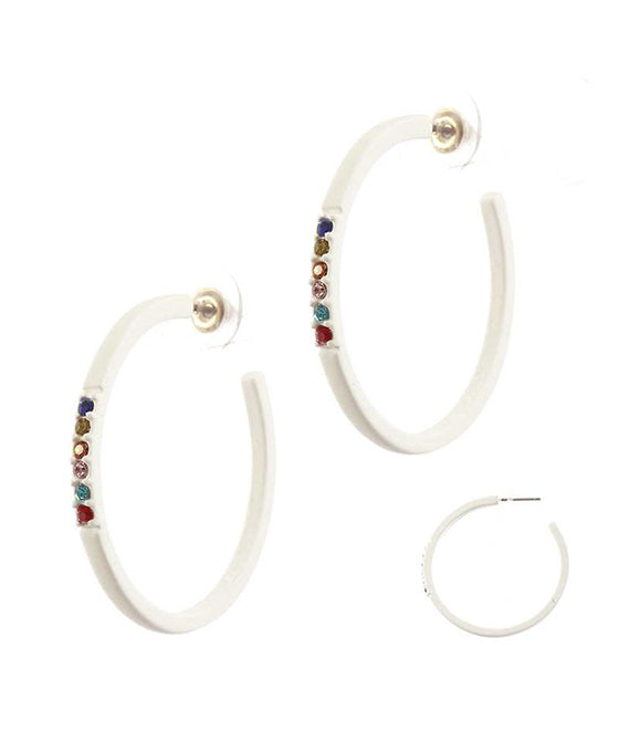 Metal Rhinestone Color Coating Hoop Earring