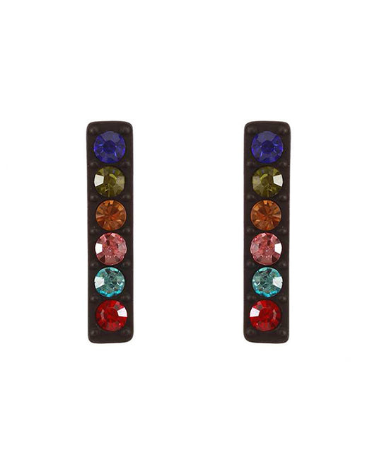 Metal Rhinestone Color Coating Post Earring