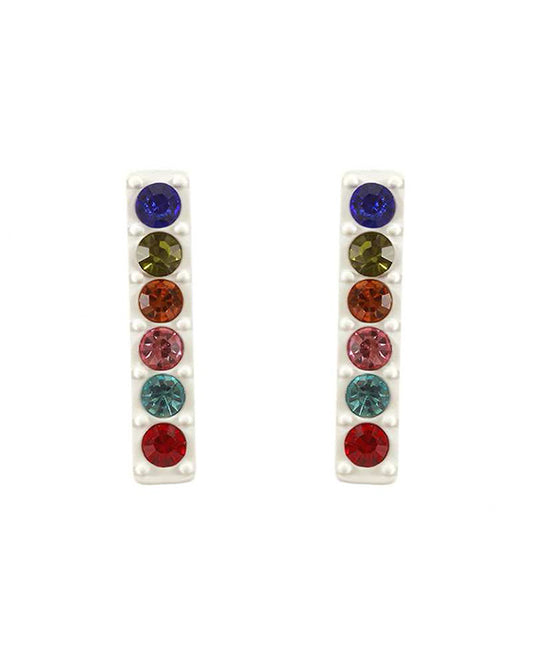 Metal Rhinestone Color Coating Post Earring