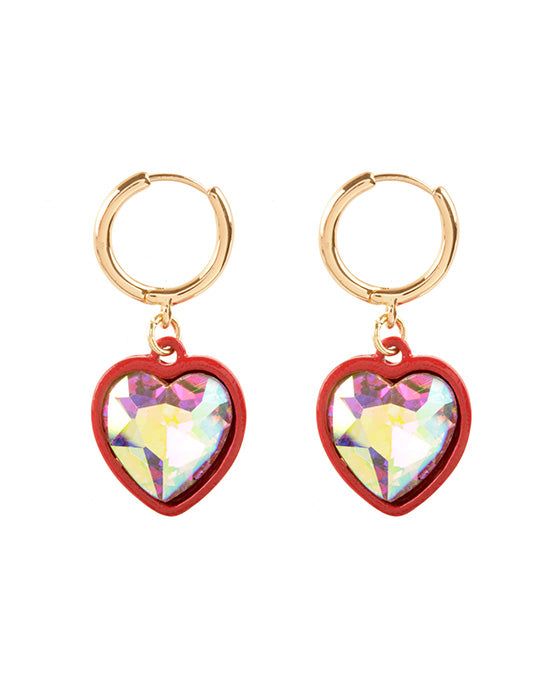 Rhinestone Heart Valentine Hoop Earring