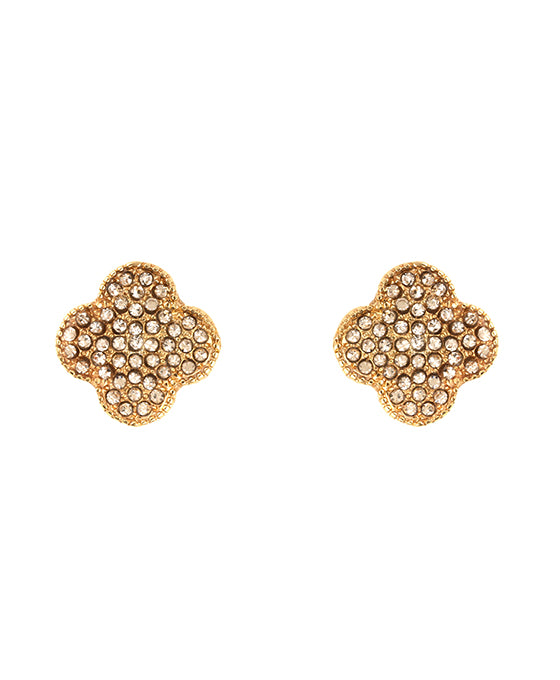 15mm Rhinestone Clover Post Earring