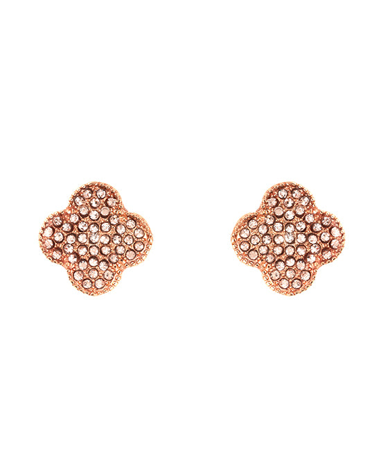 15mm Rhinestone Clover Post Earring