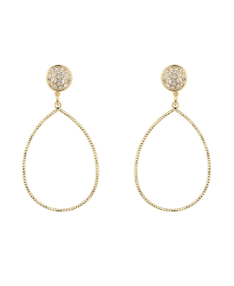 Metal Pave Round Post Earring