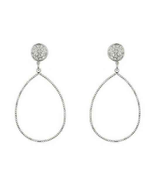 Metal Pave Round Post Earring