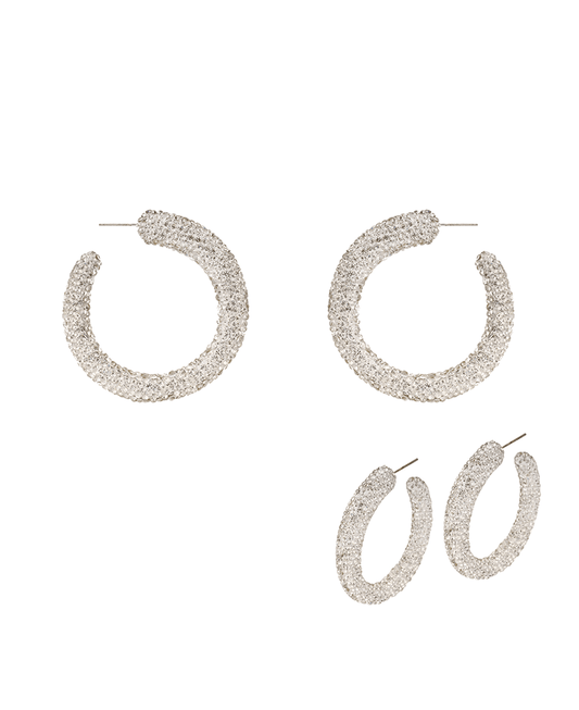 Sterling Silver Pave 52mm Hoop Earring