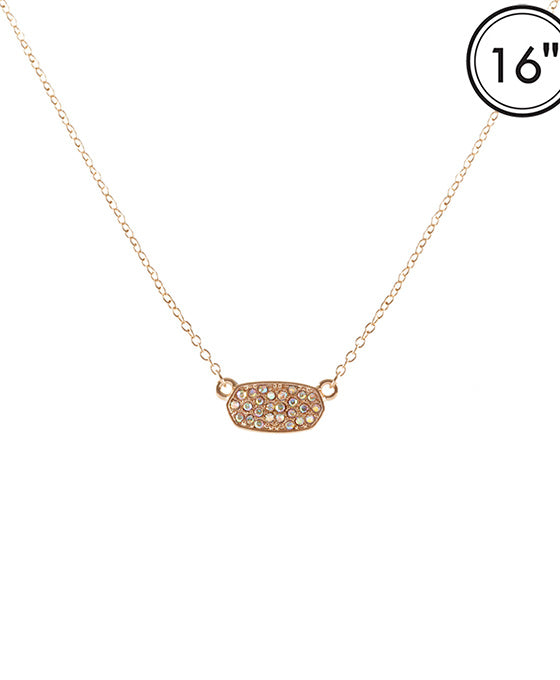 Paved Hexagon Necklace