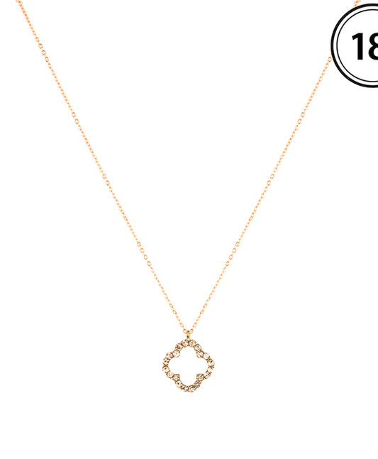 10mm Rhinestone Clover Pendant Necklace