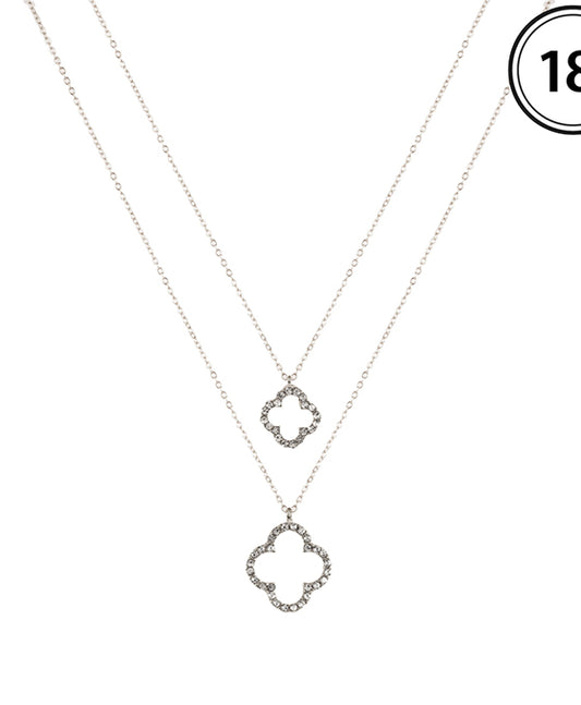 10 & 15mm Rhinestone Clover Pendant Necklace