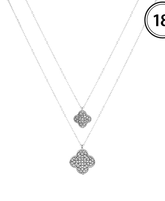 10 & 15mm Rhinestone Clover Pendant Necklace