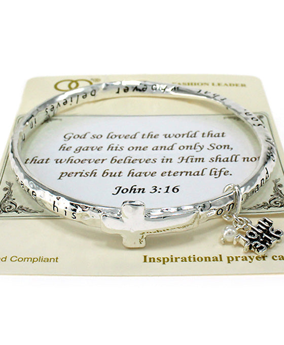 JOHN 3:16 Hammer Texture Twist Bangle