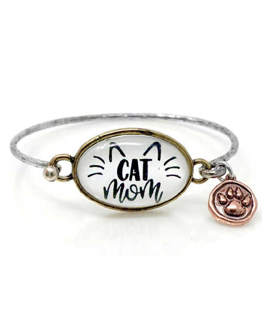 CAT MOM Glass Top Wire Hook Bracelet