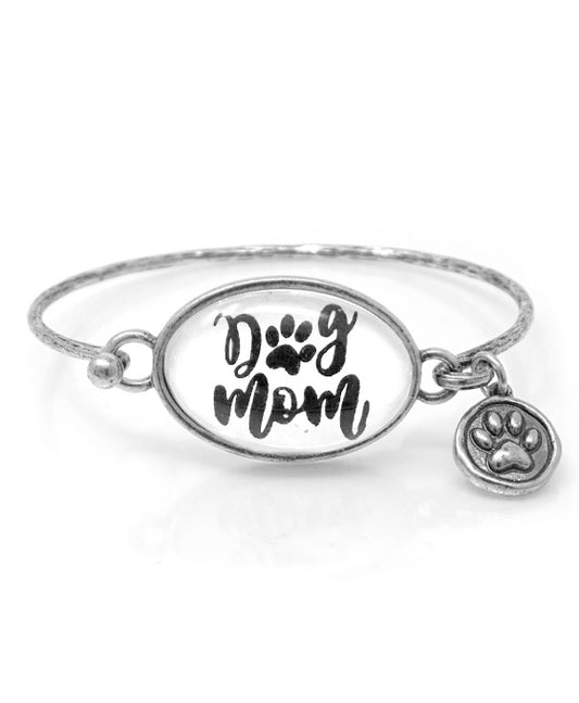 DOG MOM Glass Top Wire Bracelet