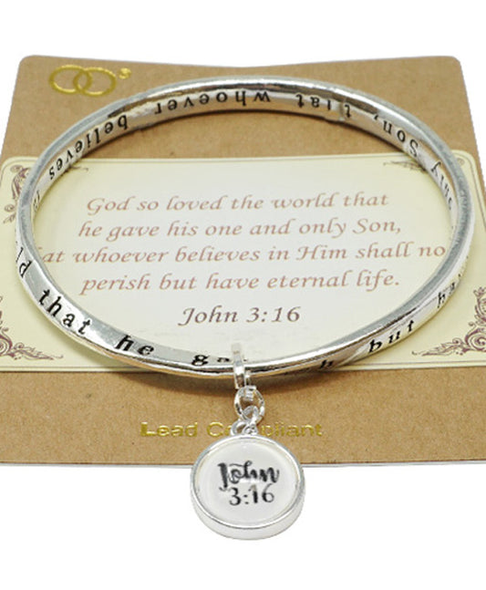 JOHN 3:16 Glass Bubble Charm Twist Bangle