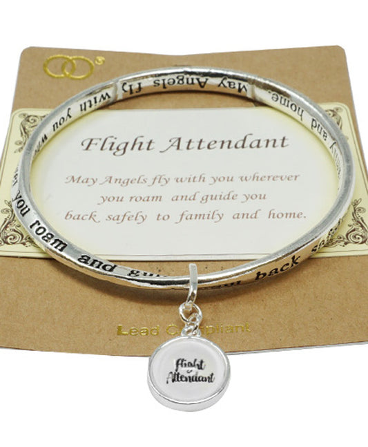 FLIGHT ATTENDANT Glass Bubble Charm Twist Bangle