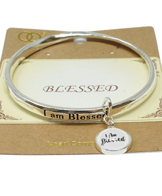 I AM BLESSED Glass Bubble Charm Twist Bangle