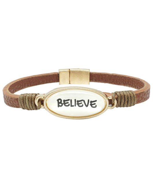 BELIEVE Animal Print Leather Magnetic Bracelet