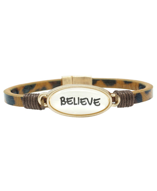 BELIEVE Animal Print Leather Magnetic Bracelet