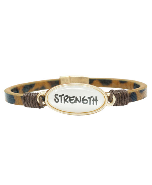 STRENGTH Animal Print Leather Magnetic Bracelet