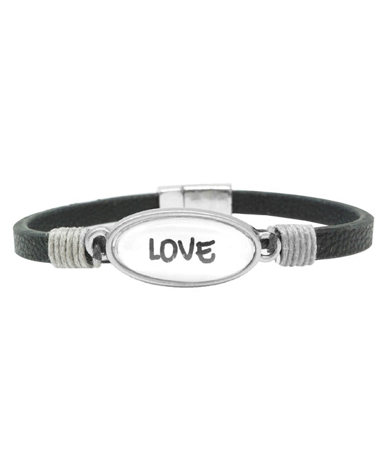 LOVE Animal Print Leather Magnetic Bracelet