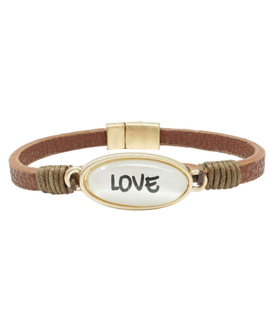 LOVE Animal Print Leather Magnetic Bracelet