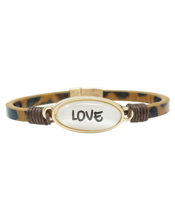 LOVE Animal Print Leather Magnetic Bracelet