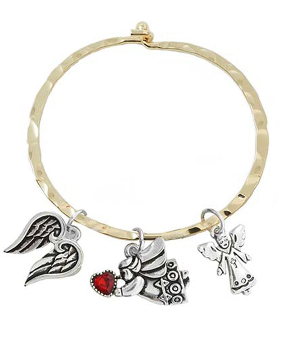 Angel Charm Wire Hook Bangle Bracelet