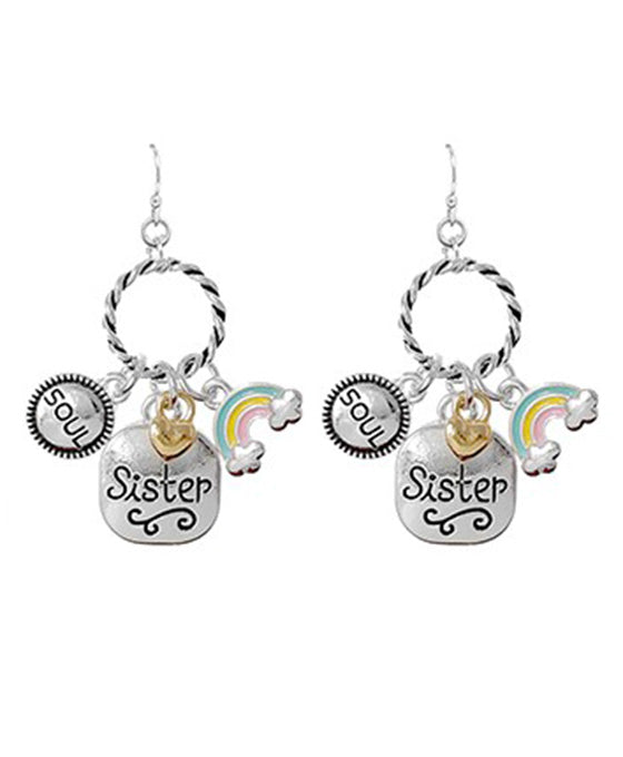 Sister Engraved Dangle Earring