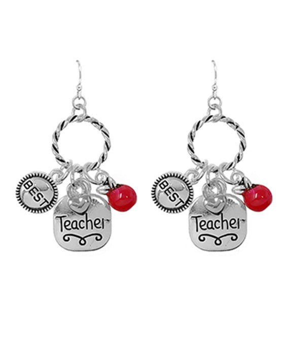 Teacher Engraved Dangle Earring