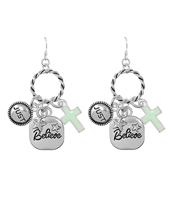 Believe Engraved Dangle Earring