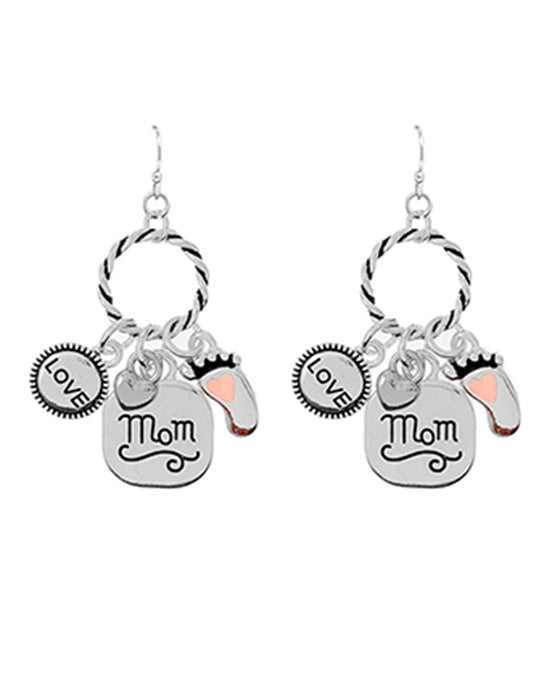 Mom Engraved Dangle Earring