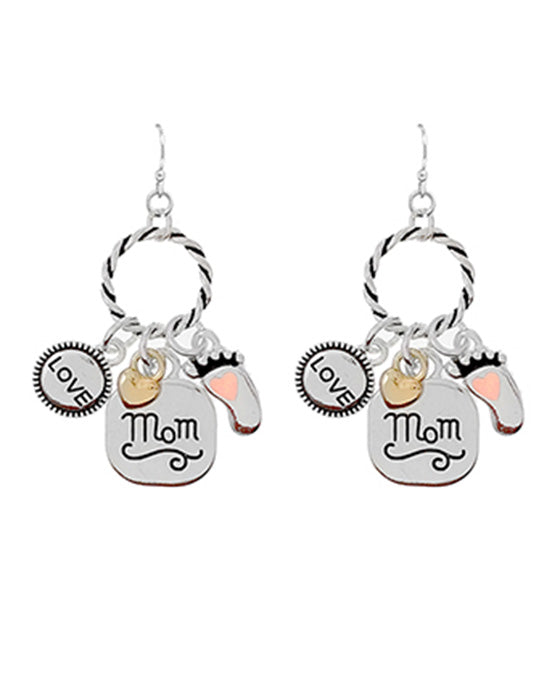 Mom Engraved Dangle Earring