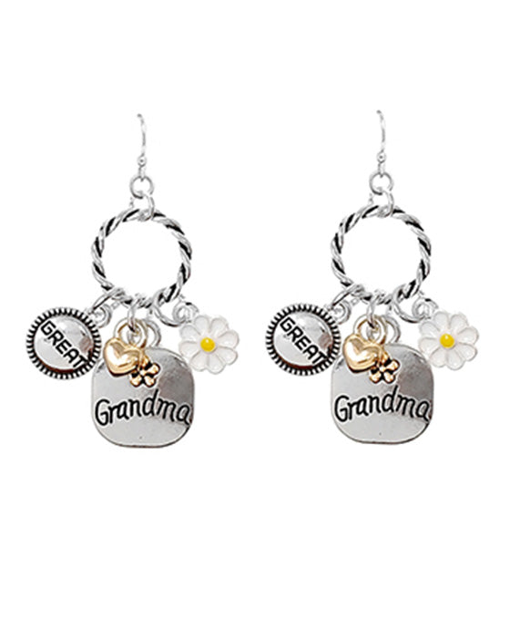 Grandma Engraved Dangle Earring