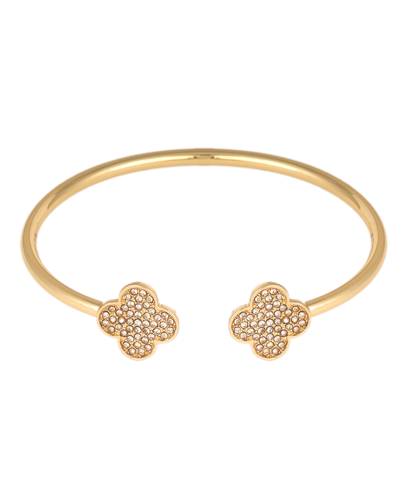 Paved Metal Clover Bangle Bracelet