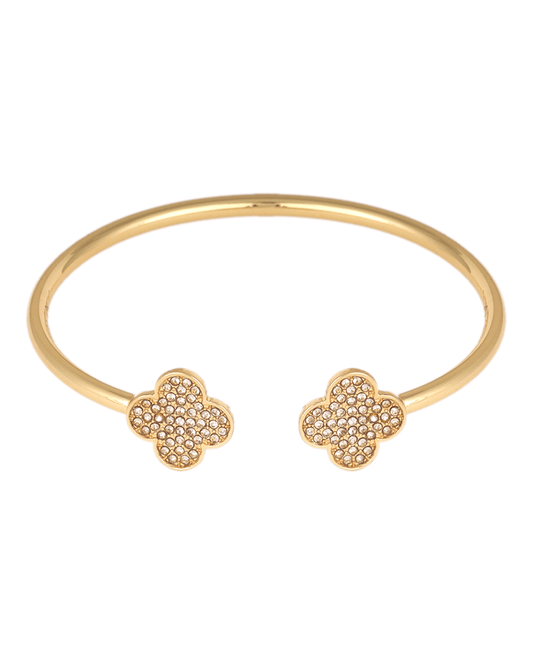 Paved Metal Clover Bangle Bracelet